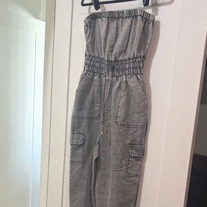 Gray Strapless Jumpsuit